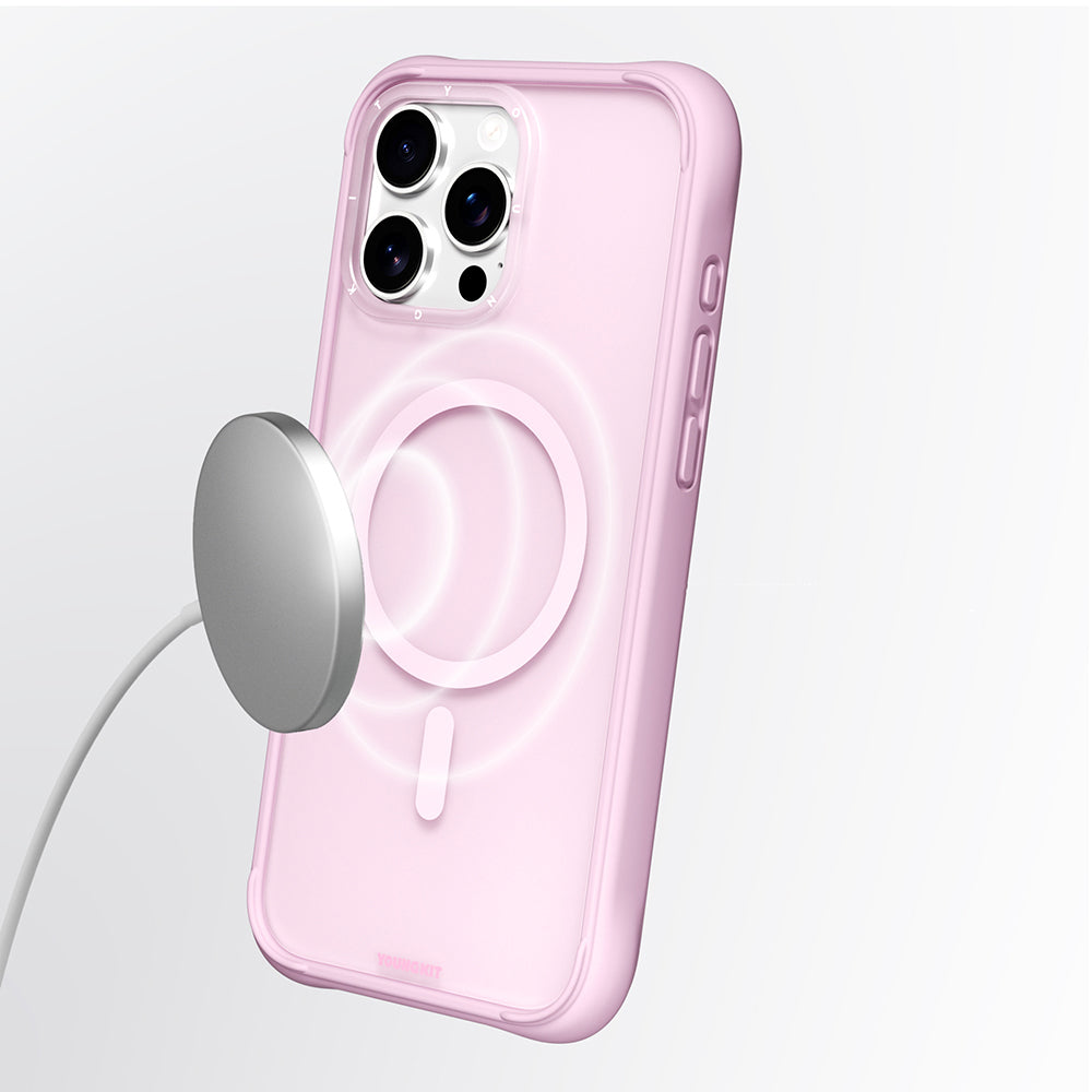 Apple iPhone 16 Pro Max Kılıf M-safe Şarj Özellikli Youngkit Macaroon Serisi Kapak Yeşil