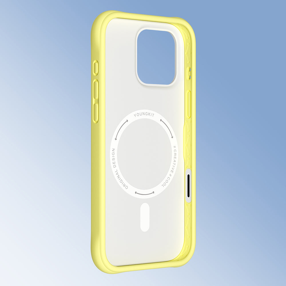 Apple iPhone 16 Pro Max Kılıf M-safe Şarj Özellikli Youngkit Macaroon Serisi Kapak Sarı
