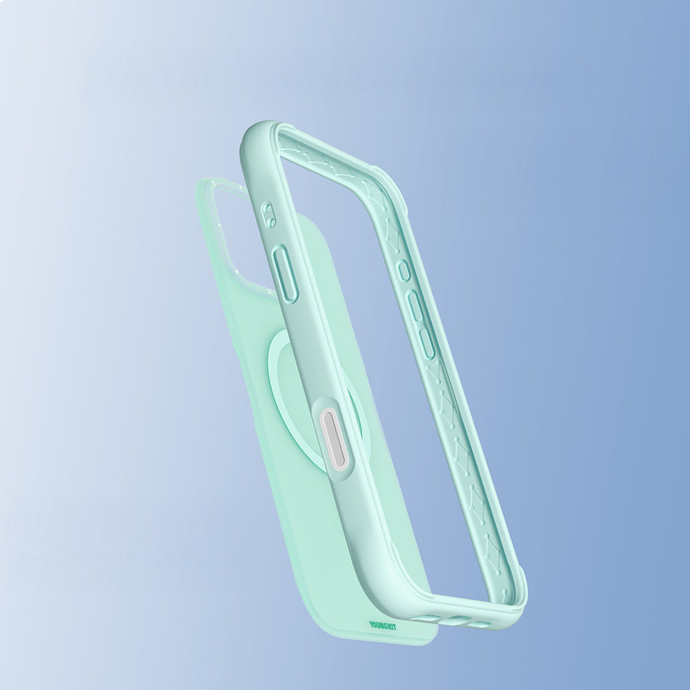 Apple iPhone 16 Pro Max Kılıf M-safe Şarj Özellikli Youngkit Macaroon Serisi Kapak Yeşil