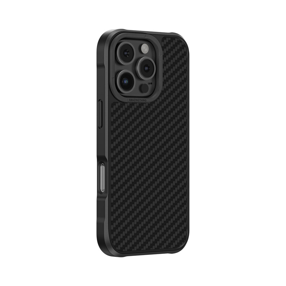 Apple iPhone 16 Pro Max Kılıf M-safe Şarj Özellikli 1500D Aramid Fiber Amazingthing Titan Max Serisi Kapak Siyah