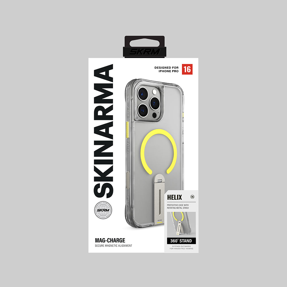 Apple iPhone 16 Pro Max Kılıf M-safe Şarj Özellikli 360 Derece Dönebilen Standlı Skinarma Helix Kapak Siyah