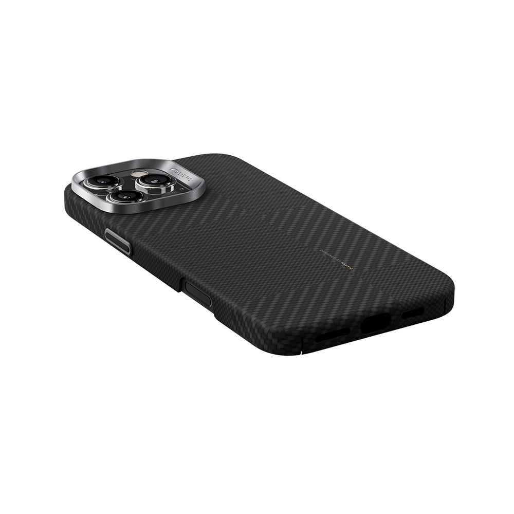 Apple iPhone 16 Pro Max Kılıf M-safe Şarj Özellikli 600D Metal Kamera Çerçeveli Raptic Aramid Fiber Croxx Mondrian Serisi Kapak Siyah