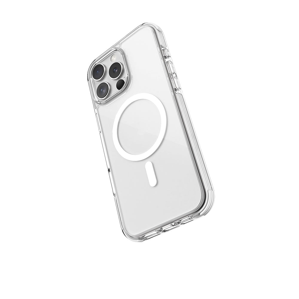 Apple iPhone 16 Pro Max Kılıf M-safe Şarj Özellikli Airbag Tasarımlı Raptic Clear Serisi Şeffaf Kapak Siyah