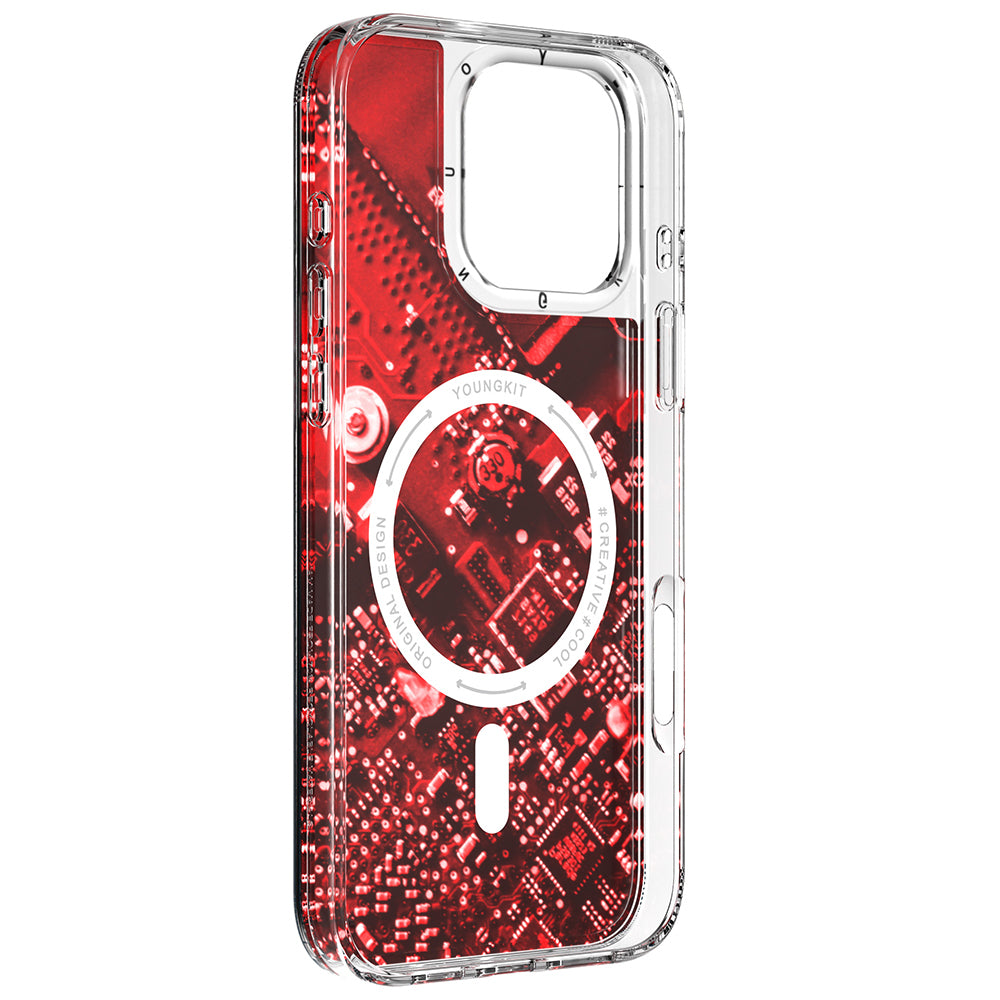 Apple iPhone 16 Pro Max Kılıf M-safe Şarj Özellikli Airbagli Çift Katmanlı Youngkit Future Streamer Serisi Kapak Mavi