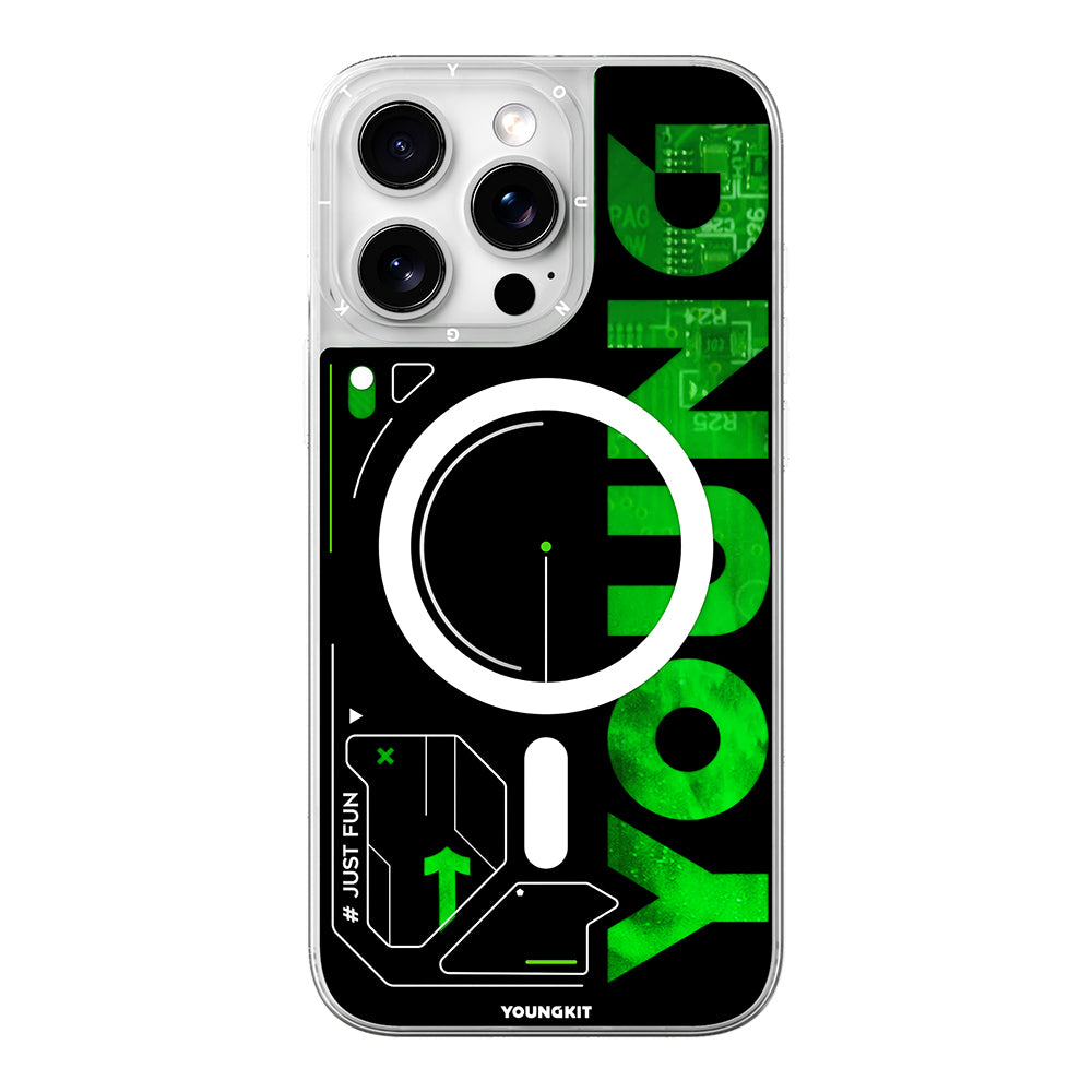 Apple iPhone 16 Pro Max Kılıf M-safe Şarj Özellikli Airbagli Çift Katmanlı Youngkit Future Streamer Serisi Kapak Yeşil