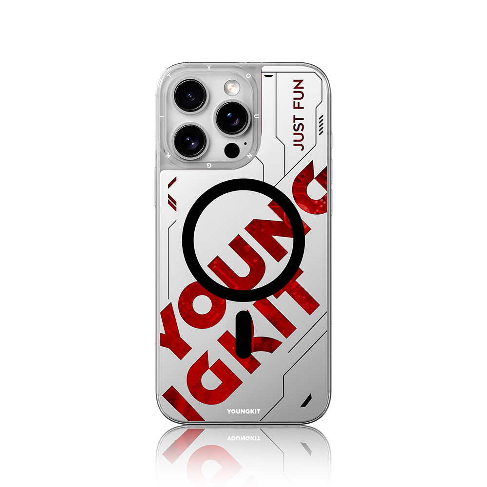 Apple iPhone 16 Pro Max Kılıf M-safe Şarj Özellikli Airbagli Çift Katmanlı Youngkit Future Streamer Serisi Kapak Mavi