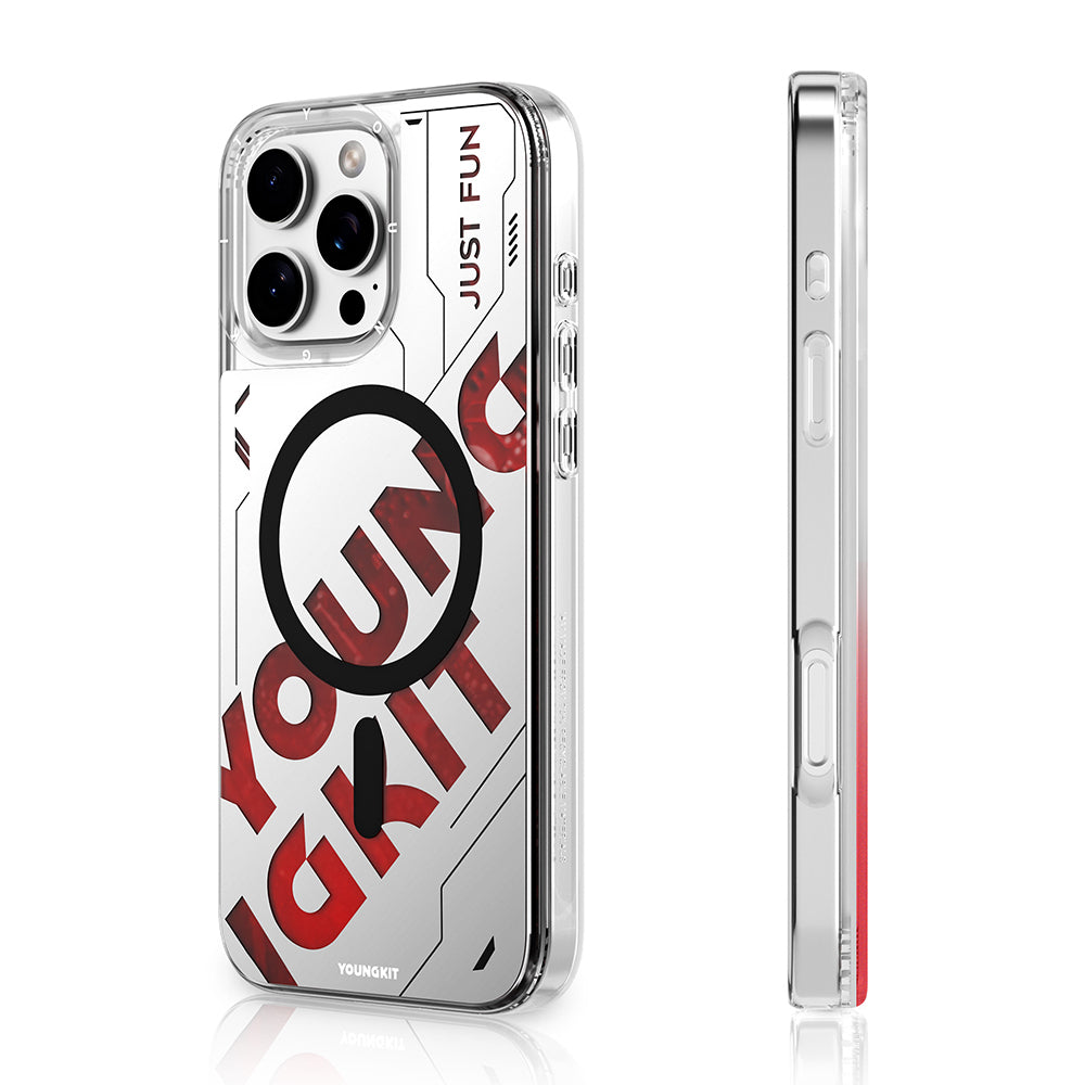 Apple iPhone 16 Pro Max Kılıf M-safe Şarj Özellikli Airbagli Çift Katmanlı Youngkit Future Streamer Serisi Kapak Mavi