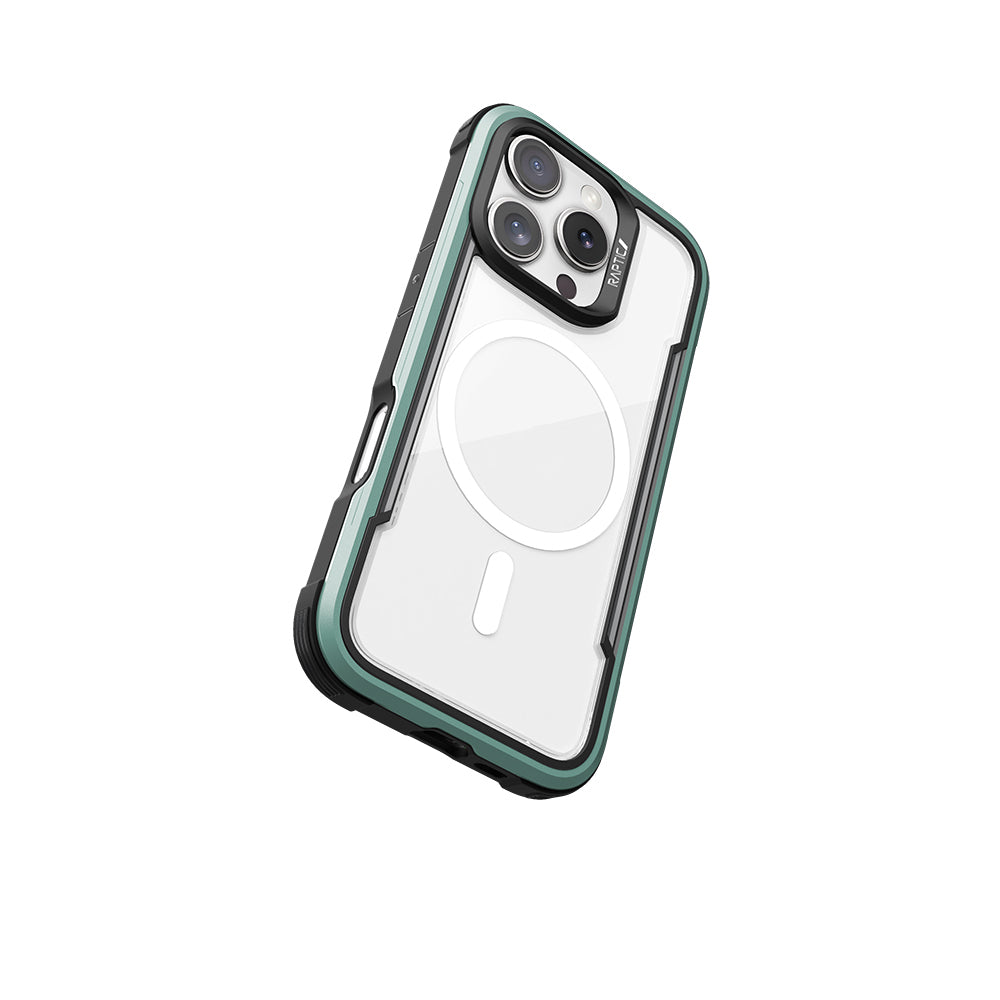 Apple iPhone 16 Pro Max Kılıf M-safe Şarj Özellikli Airbagli Raptic Shield Serisi Şeffaf Arka Yüzey Kapak Kırmızı