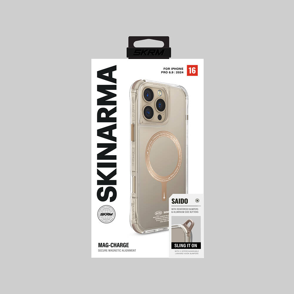 Apple iPhone 16 Pro Max Kılıf M-safe Şarj Özellikli Airbagli Şeffaf SkinArma Saido Prime Kapak Titanyum