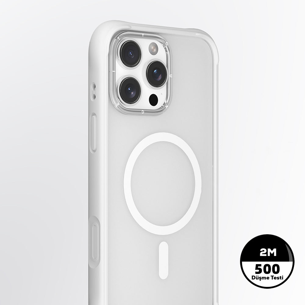 Apple iPhone 16 Pro Max Kılıf M-safe Şarj Özellikli Airbagli Youngkit Dynamic 2 Serisi Kapak Beyaz