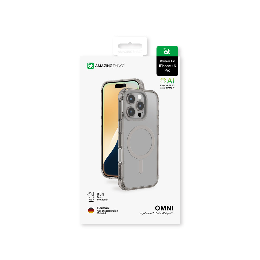 Apple iPhone 16 Pro Max Kılıf M-safe Şarj Özellikli Amazingthing Omni Serisi Kapak Gri