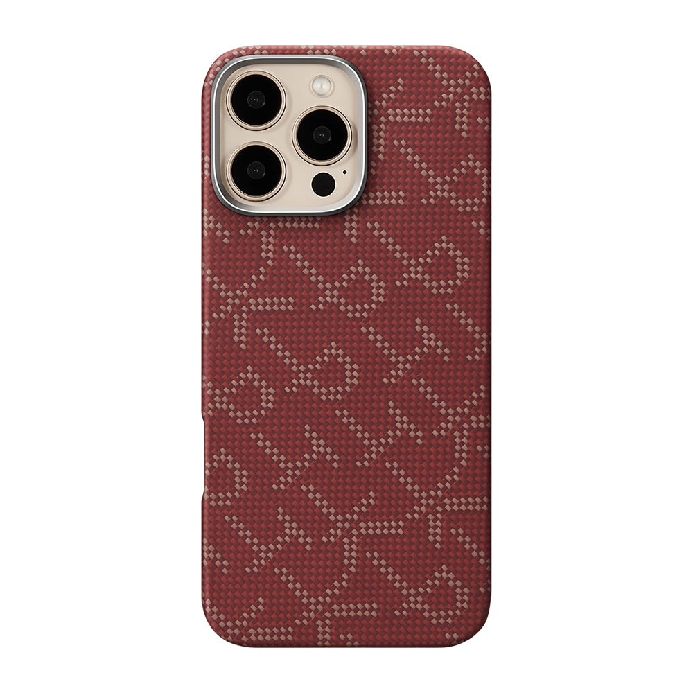 Apple iPhone 16 Pro Max Kılıf M-safe Şarj Özellikli Aramid Fiber Pitaka Tactile Woven Monogram Serisi Kapak Siyah