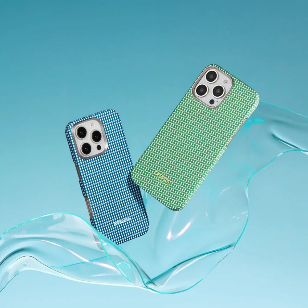 Apple iPhone 16 Pro Max Kılıf M-safe Şarj Özellikli Aramid Fiber Pitaka Ultra-Slim Classic Serisi Ocean Blue Kapak Mavi