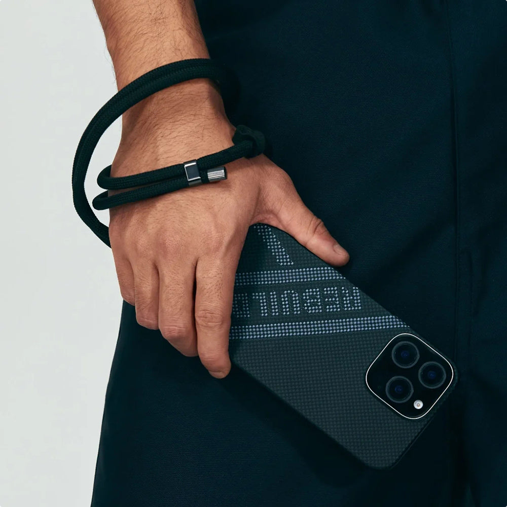 Apple iPhone 16 Pro Max Kılıf M-safe Şarj Özellikli Aramid Fiber Re-TROS Tasarımlı Pitaka Tactile Woven Rebuilding Serisi Kapak Yeşil