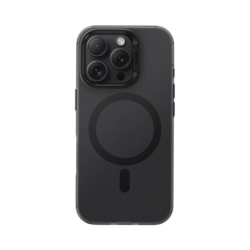 Apple iPhone 16 Pro Max Kılıf M-safe Şarj Özellikli Benks Lucid Armor Kapak Titanyum-Gri