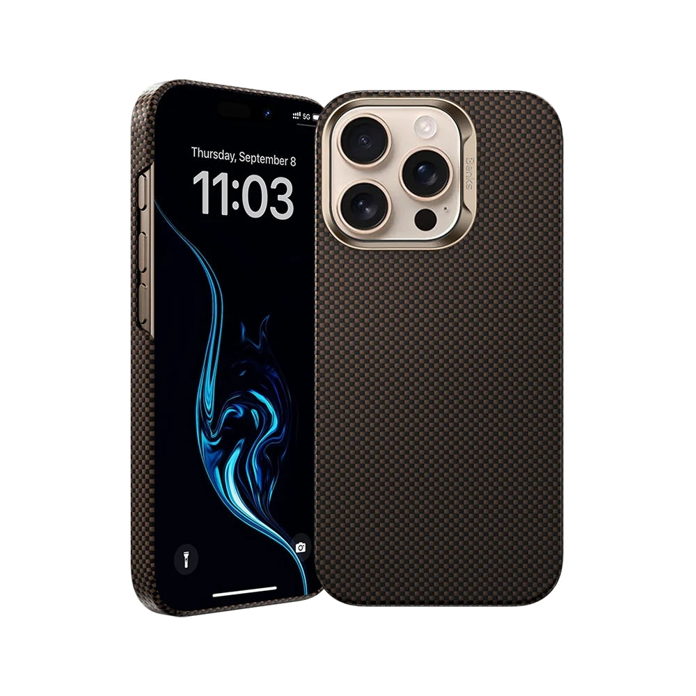 Apple iPhone 16 Pro Max Kılıf M-safe Şarj Özellikli Benks Yeni Seri ArmorTint ArmorAir Kevlar Kapak Gold