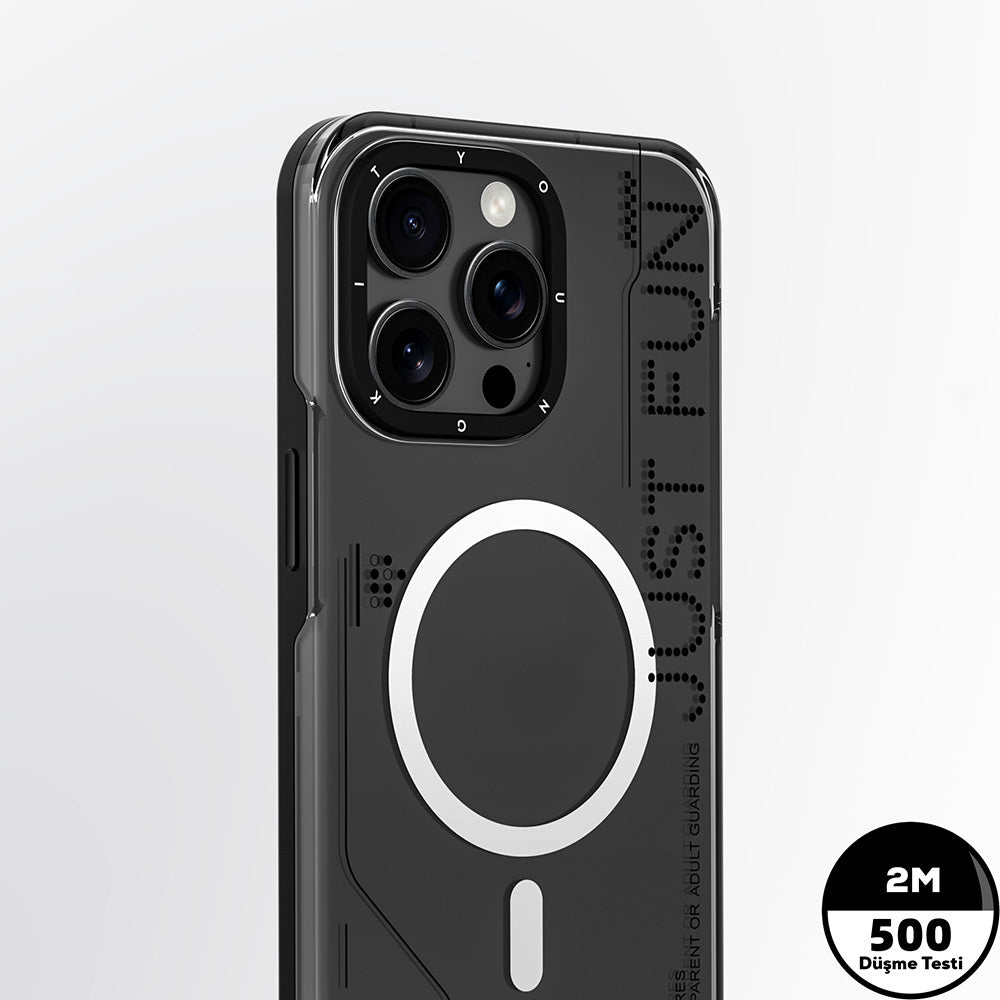 Apple iPhone 16 Pro Max Kılıf M-safe Şarj Özellikli Çıkarılabilir Arka Yüzeyli Youngkit Mecha Kapak Siyah