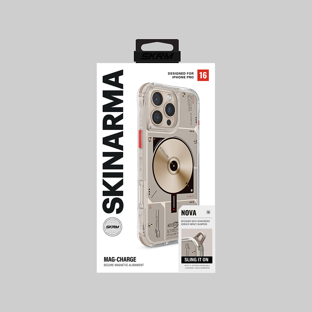 Apple iPhone 16 Pro Max Kılıf M-safe Şarj Özellikli Disk Desenli Airbag Tasarımlı Skinarma Nova Kapak Şeffaf