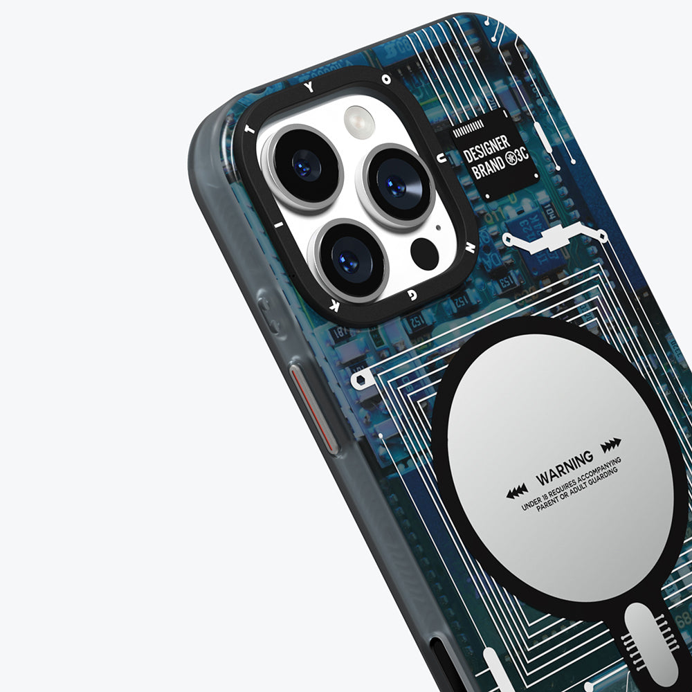 Apple iPhone 16 Pro Max Kılıf M-safe Şarj Özellikli Kamera Denetim Butonlu Youngkit Technology Serisi Kapak Mavi