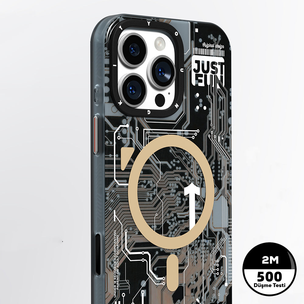 Apple iPhone 16 Pro Max Kılıf M-safe Şarj Özellikli Kamera Denetim Butonlu Youngkit Technology Serisi Kapak Mavi