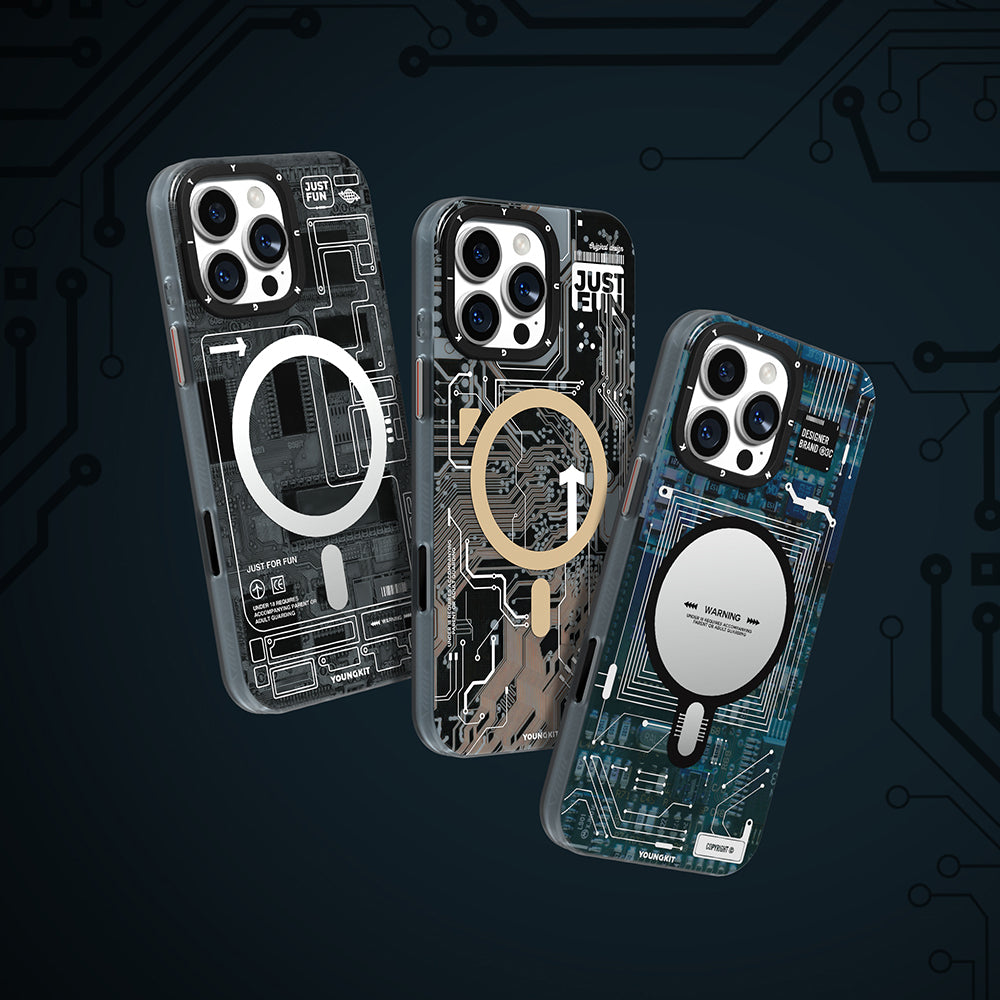 Apple iPhone 16 Pro Max Kılıf M-safe Şarj Özellikli Kamera Denetim Butonlu Youngkit Technology Serisi Kapak Gri