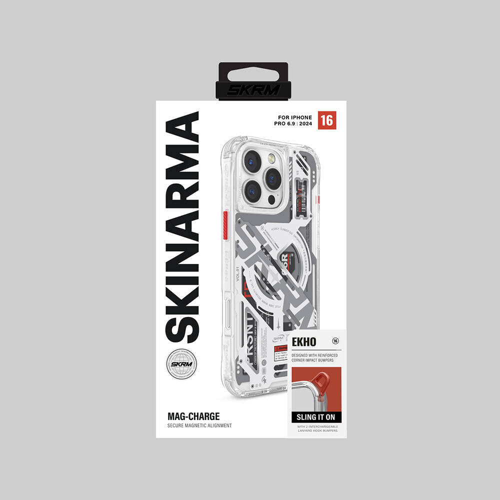 Apple iPhone 16 Pro Max Kılıf M-safe Şarj Özellikli Katmanlı Makine Temalı SkinArma Ekho Kapak Şeffaf