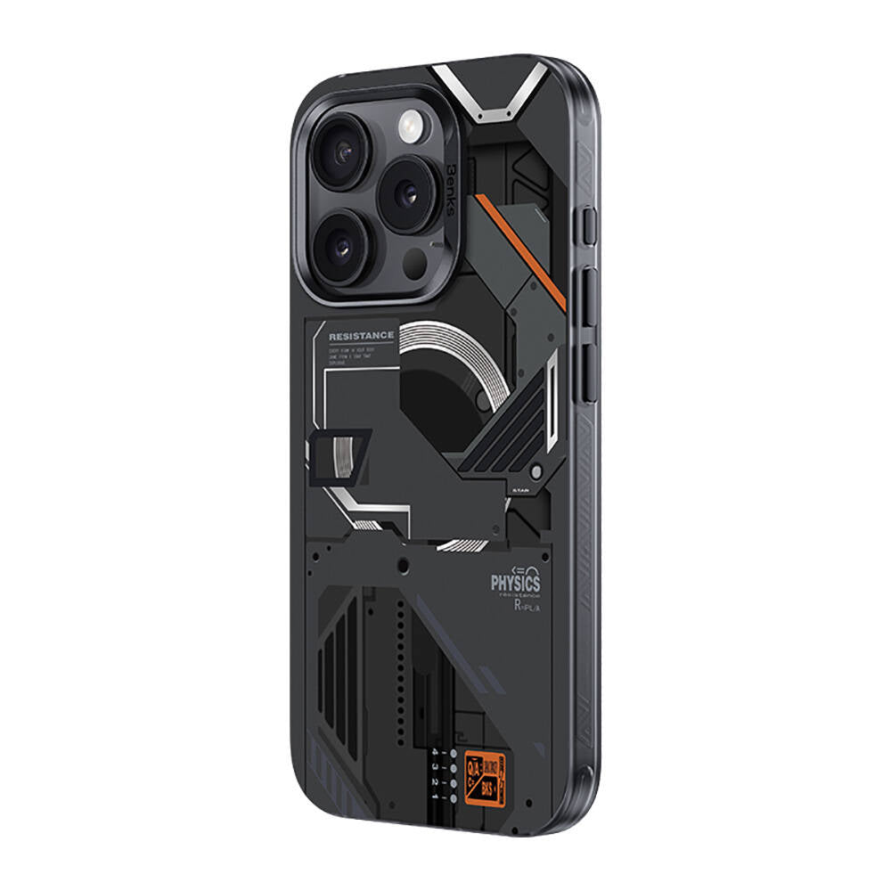 Apple iPhone 16 Pro Max Kılıf M-safe Şarj Özellikli Mekanik Tasarımlı Benks Perspective Serisi Kapak Siyah