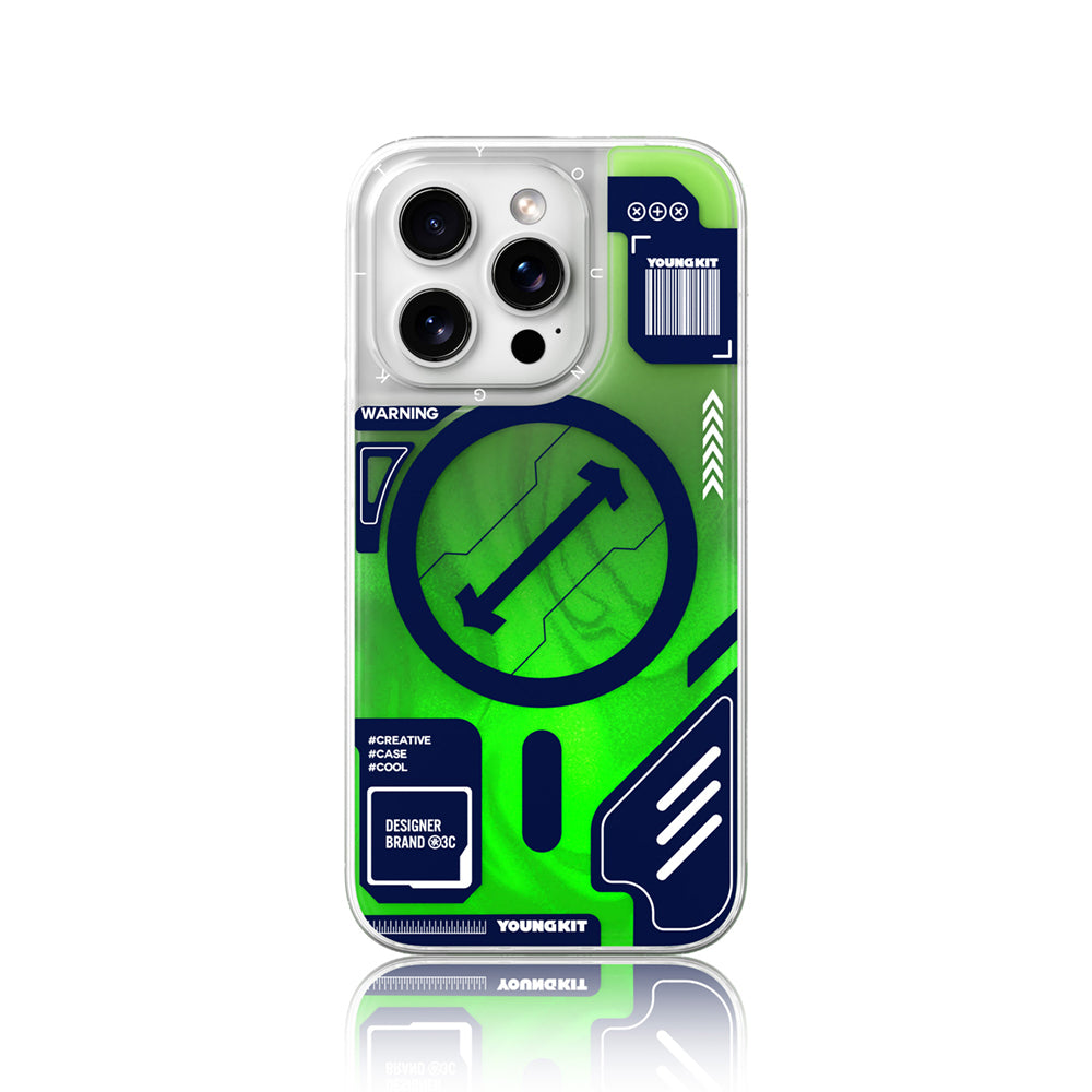 Apple iPhone 16 Pro Max Kılıf M-safe Şarj Özellikli Parlak Kumlu Sıvılı Tasarımlı Galaxy Fantasy Serisi Kapak Mavi