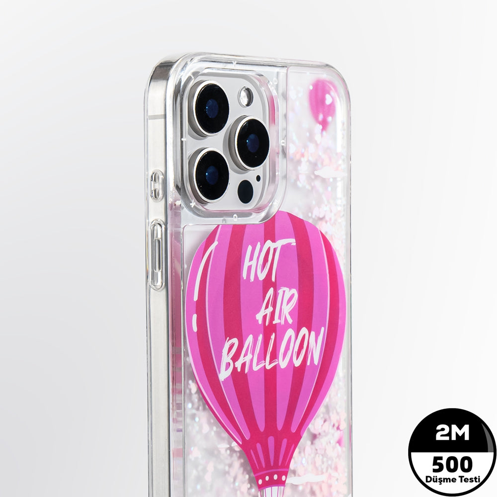 Apple iPhone 16 Pro Max Kılıf M-safe Şarj Özellikli Parlak Kumlu Sıvılı Youngkit Pink Dream Quicksand Serisi Kapak Pembe