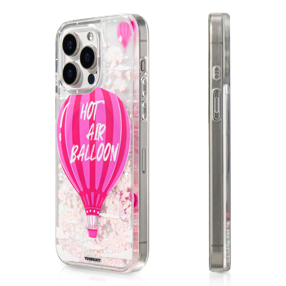 Apple iPhone 16 Pro Max Kılıf M-safe Şarj Özellikli Parlak Kumlu Sıvılı Youngkit Pink Dream Quicksand Serisi Kapak Turkuaz