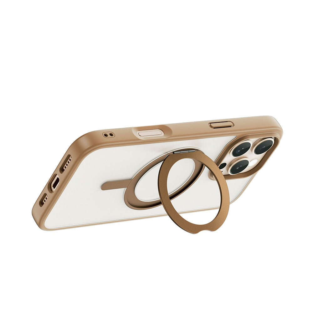 Apple iPhone 16 Pro Max Kılıf M-safe Şarj Özellikli Parmak İzi Bırakmayan Wiwu FGG-202 Armor Ultra Serisi Kapak Gold