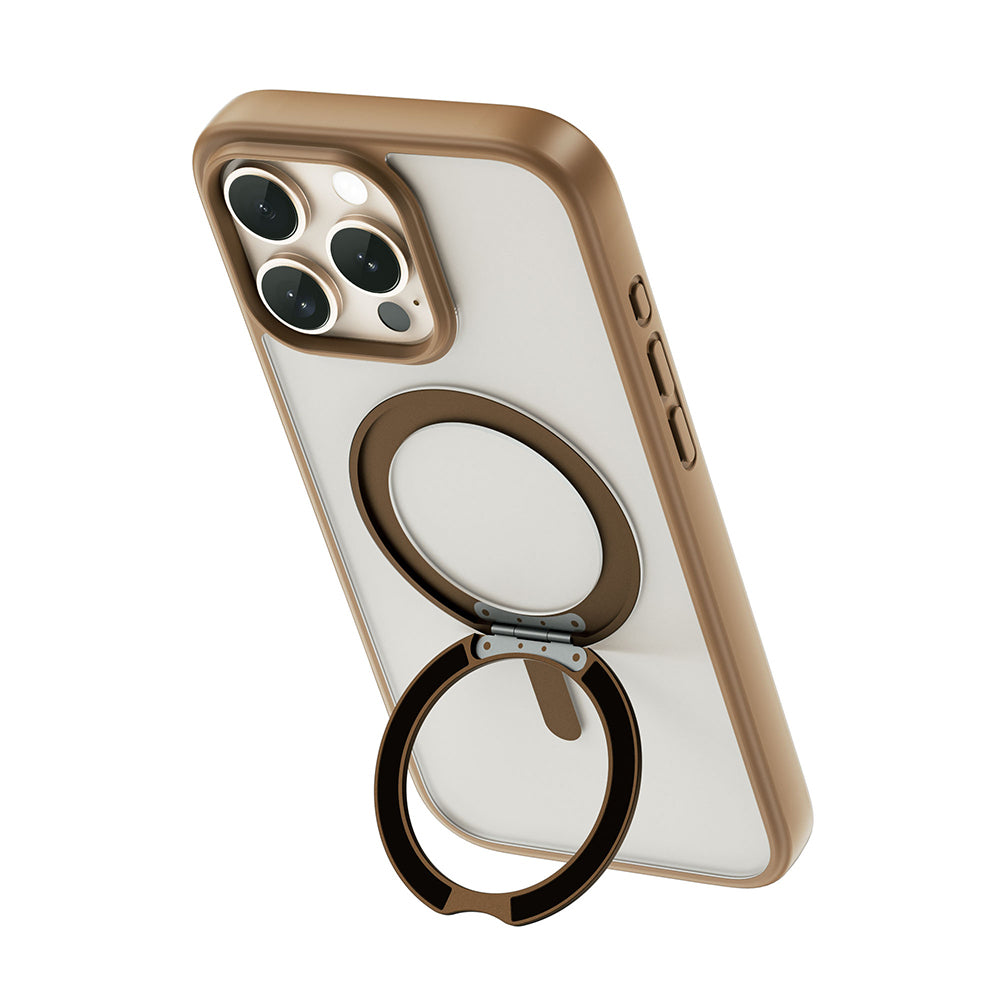 Apple iPhone 16 Pro Max Kılıf M-safe Şarj Özellikli Parmak İzi Bırakmayan Wiwu FGG-202 Armor Ultra Serisi Kapak Gold