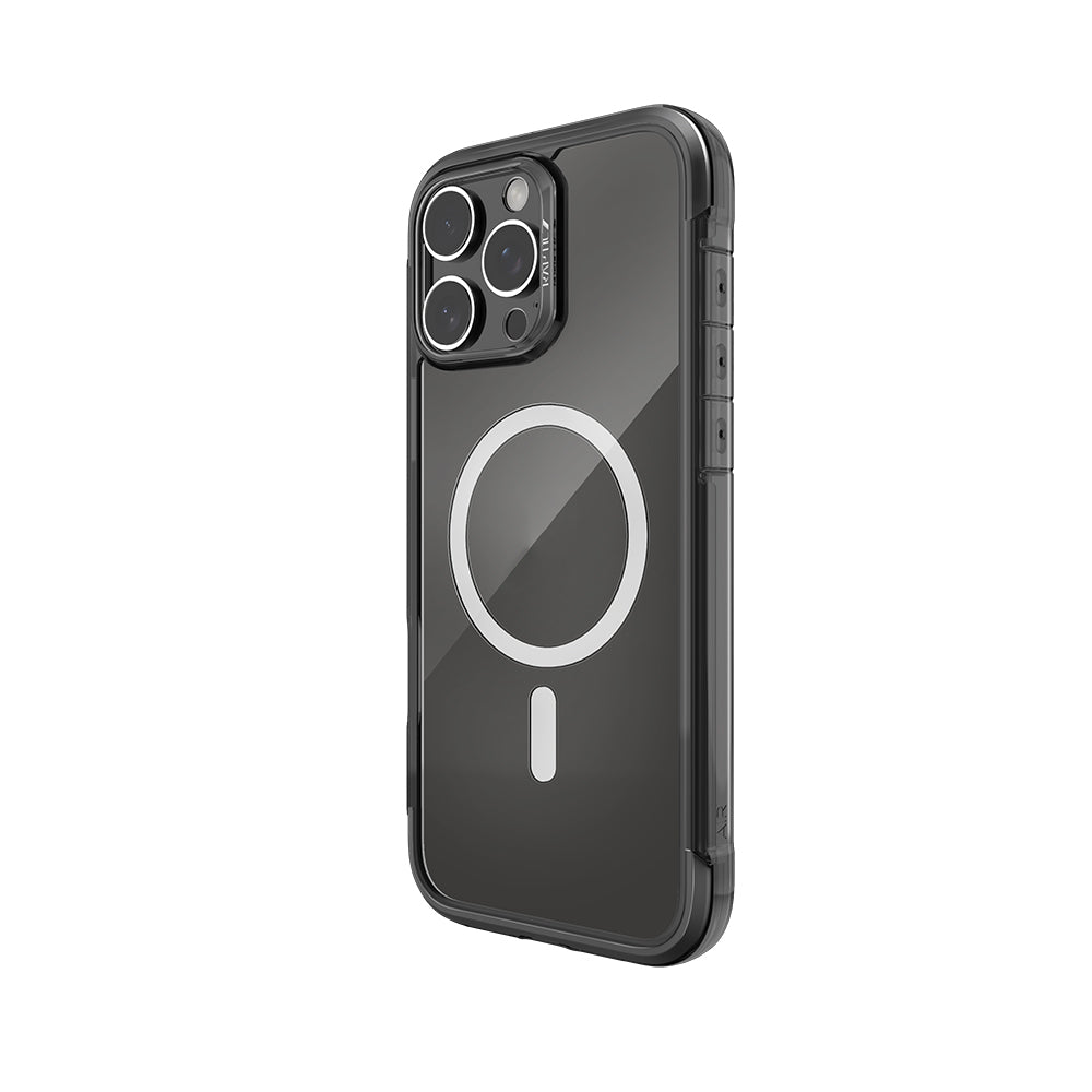 Apple iPhone 16 Pro Max Kılıf M-safe Şarj Özellikli Raptic Air Serisi Airbag Tasarımlı Metal Köşelikli Şeffaf Kapak Gümüş