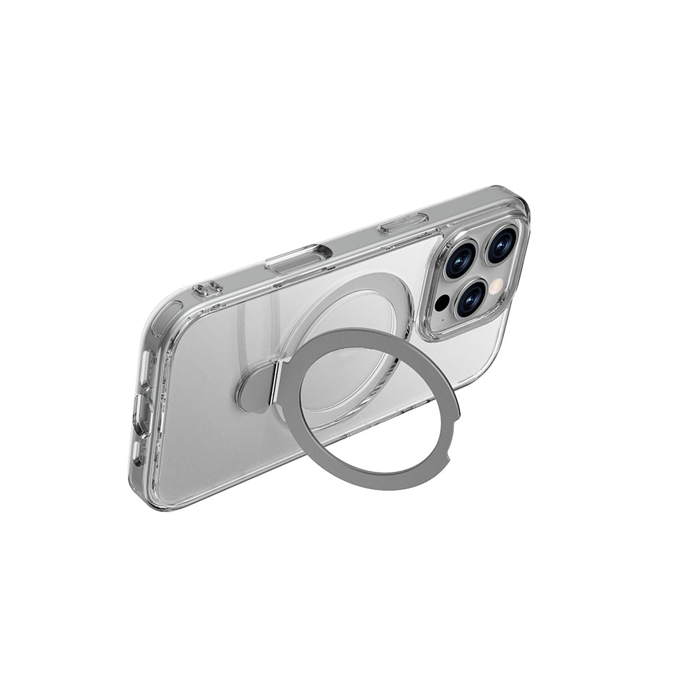 Apple iPhone 16 Pro Max Kılıf M-safe Şarj Özellikli Raptic Air Stand Serisi Buzlu Transparan Tasarımlı Standlı Kapak Şeffaf