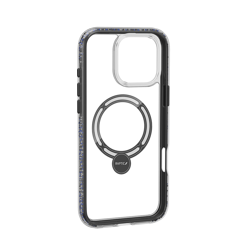 Apple iPhone 16 Pro Max Kılıf M-safe Şarj Özellikli Raptic AirJoy Serisi Boncuk Tasarımlı 360 Derece Dönebilen Standlı Kapak Siyah-Gri