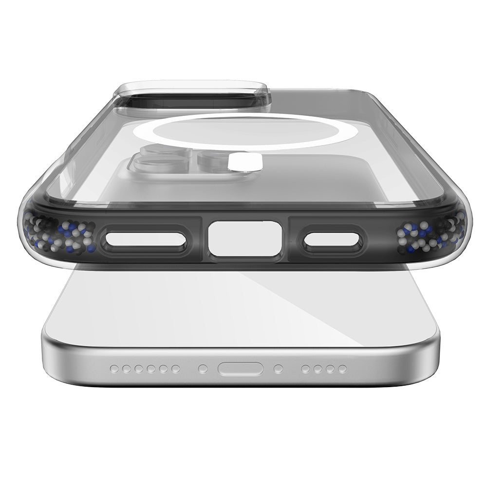 Apple iPhone 16 Pro Max Kılıf M-safe Şarj Özellikli Raptic AirJoy Serisi Boncuk Tasarımlı Şeffaf Kapak Turuncu