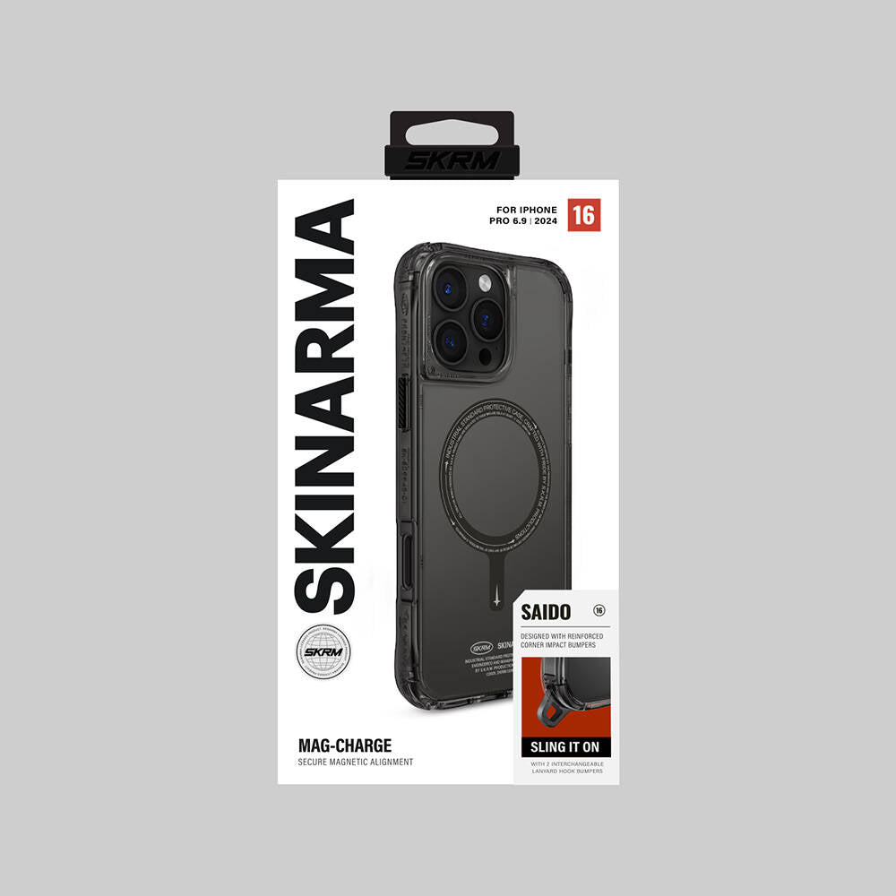 Apple iPhone 16 Pro Max Kılıf M-safe Şarj Özellikli Şeffaf Airbag Tasarımlı Skinarma Saido Kapak Şeffaf