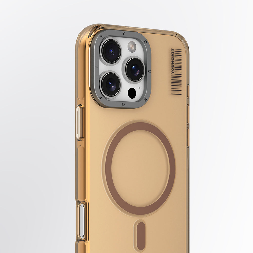 Apple iPhone 16 Pro Max Kılıf M-safe Şarj Özellikli Şeffaf Youngkit Crystal Shield Serisi Kapak Gold