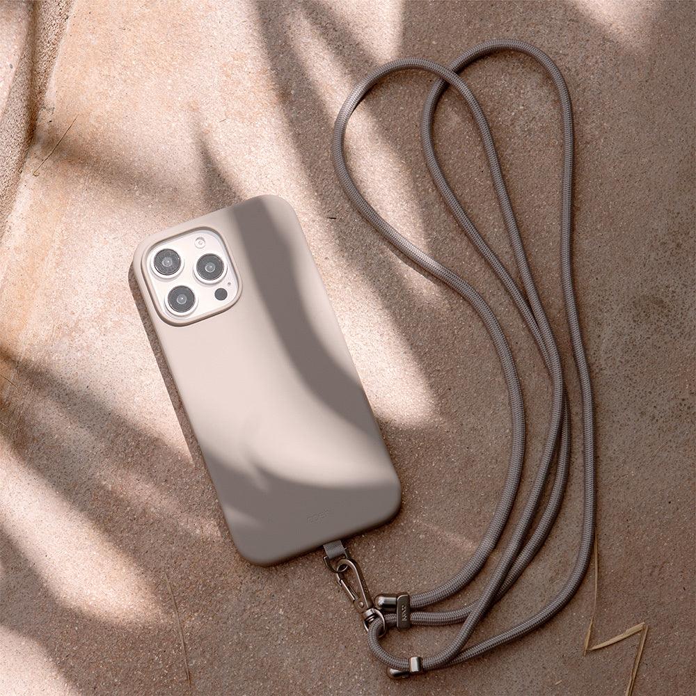 Apple iPhone 16 Pro Max Kılıf M-safe Şarj Özellikli Soft Arka Yüzey Askı İpli Coehl Creme Kapak Pembe