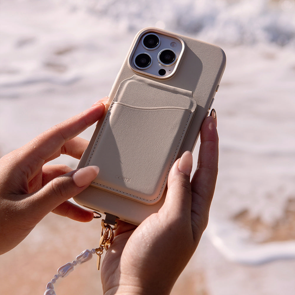 Apple iPhone 16 Pro Max Kılıf M-safe Şarj Özellikli Soft Arka Yüzey Askı İpli Coehl Muse Kapak Kum Pembe