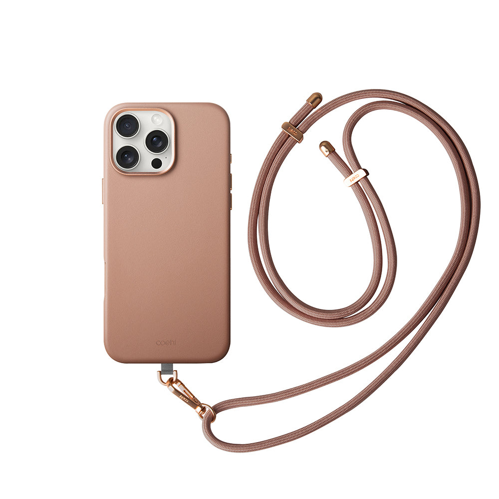 Apple iPhone 16 Pro Max Kılıf M-safe Şarj Özellikli Soft Arka Yüzey Askı İpli Coehl Muse Kapak Krem