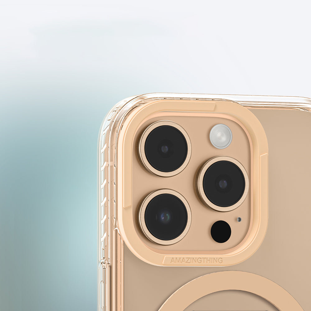 Apple iPhone 16 Pro Max Kılıf M-safe Şarj Özellikli Standlı Amazingthing Titan Pro Plus Kapak Rose Gold