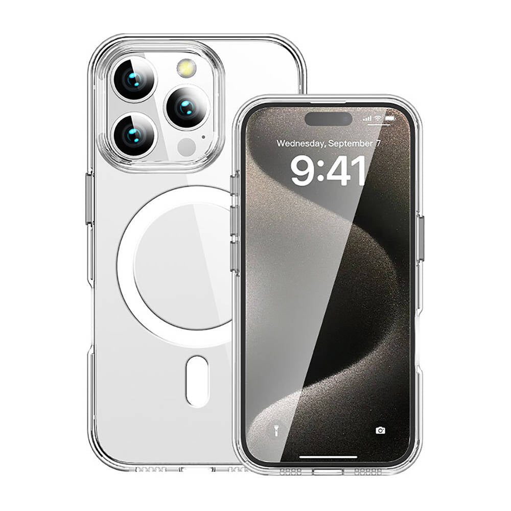 Apple iPhone 16 Pro Max Kılıf M-safe Şarj Özellikli Transparan Sert PC Wlons Pita Kapak Şeffaf