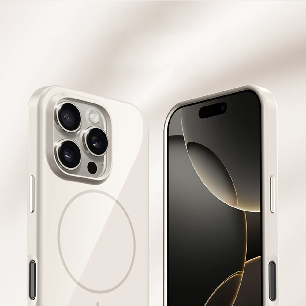 Apple iPhone 16 Pro Max Kılıf M-safe Şarj Özellikli Wlons Frego Kapak Krem