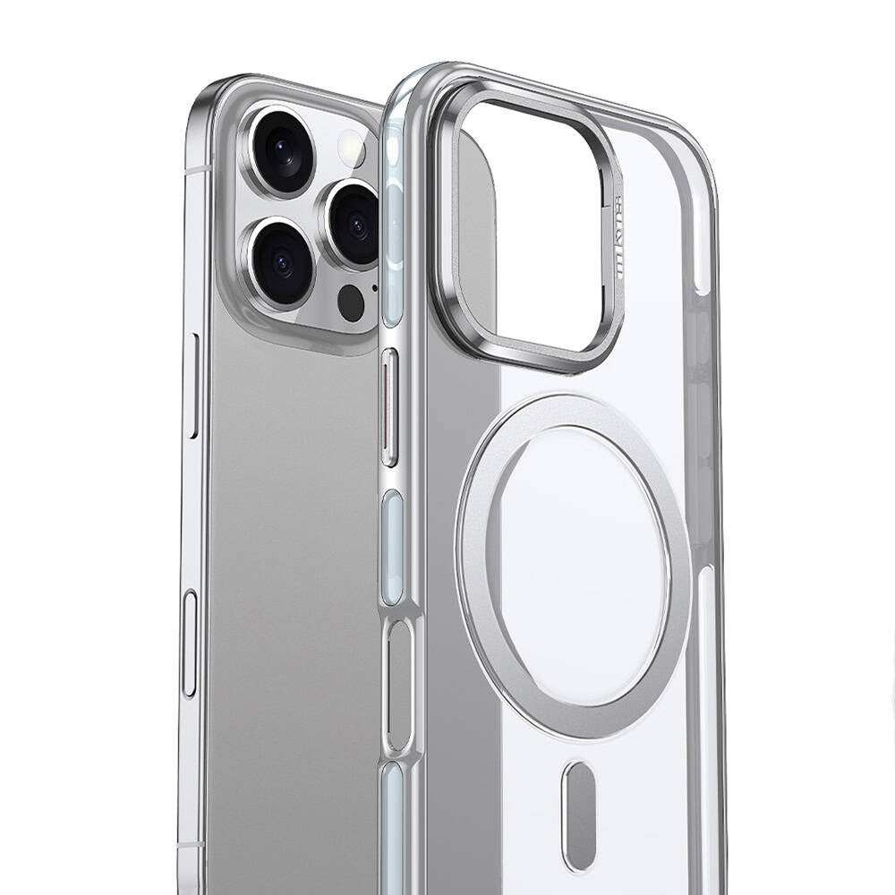 Apple iPhone 16 Pro Max Kılıf M-safe Şarj Özellikli Wlons Standlı Efsane Kapak Gri