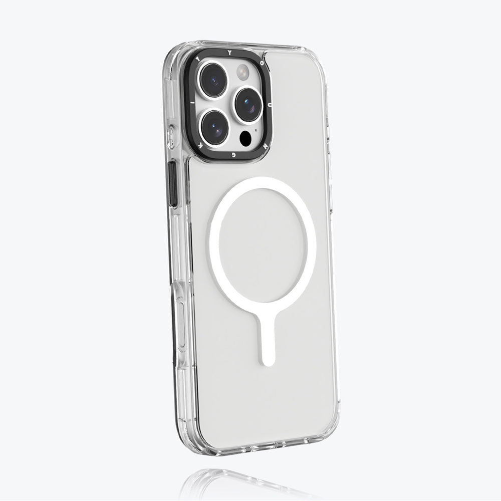 Apple iPhone 16 Pro Max Kılıf M-safe Şarj Özellikli YoungKit Crystal Color Serisi Kapak Gri