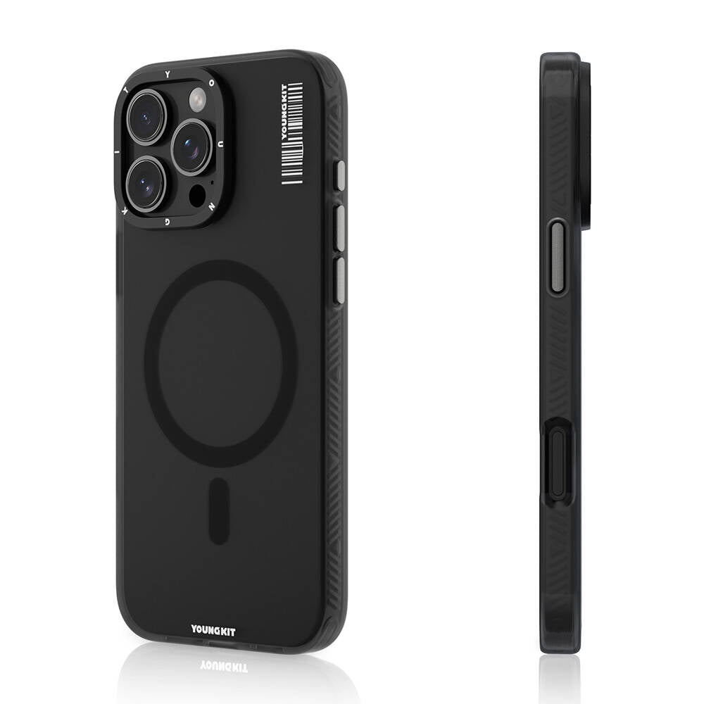 Apple iPhone 16 Pro Max Kılıf M-safe Şarj Özellikli Youngkit Hidden Sand Serisi Kapak Siyah