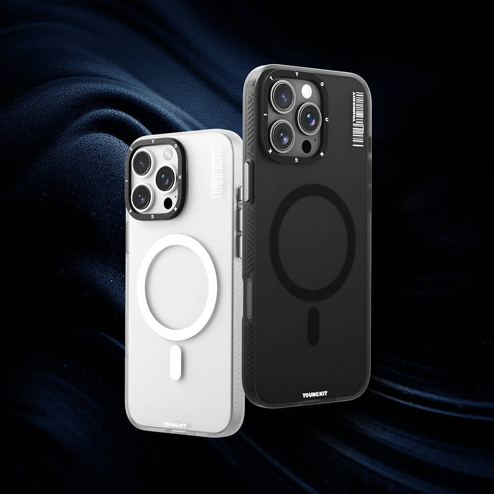 Apple iPhone 16 Pro Max Kılıf M-safe Şarj Özellikli Youngkit Hidden Sand Serisi Kapak Beyaz