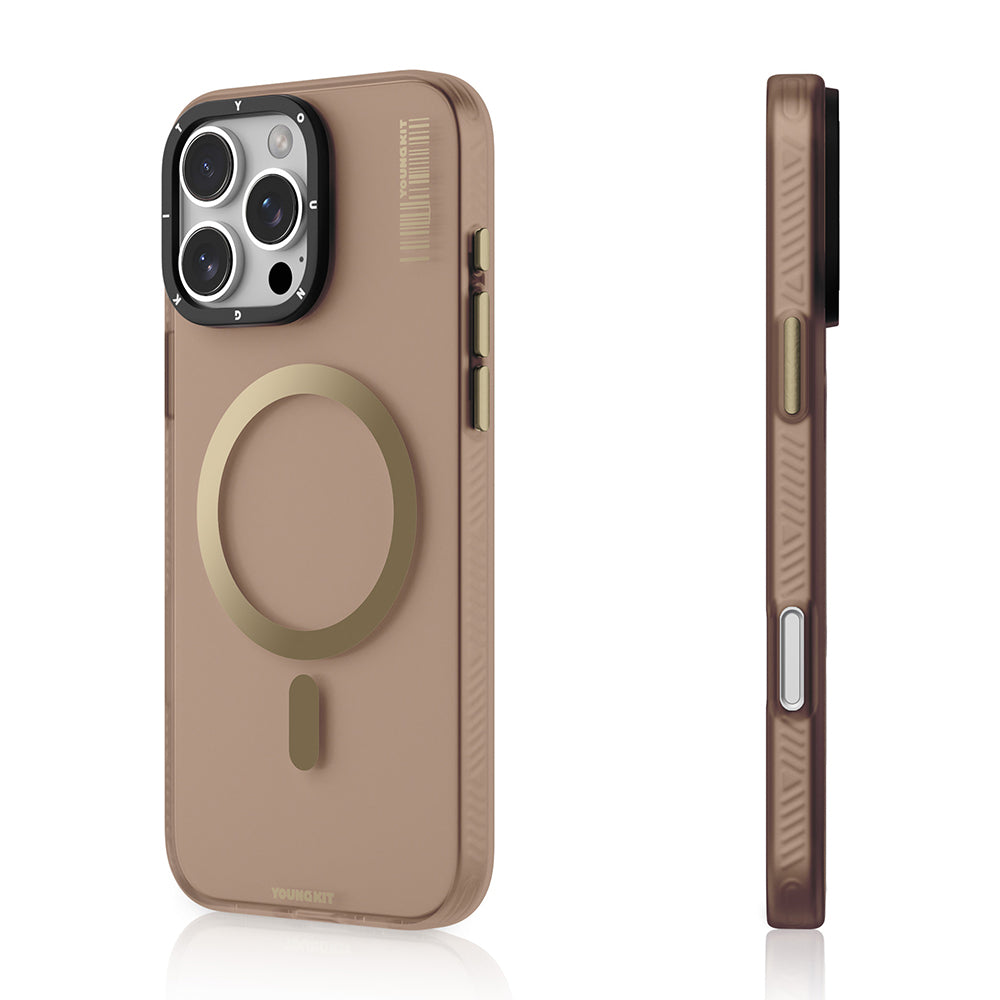 Apple iPhone 16 Pro Max Kılıf M-safe Şarj Özellikli Youngkit Hidden Sand Serisi Kapak Gold