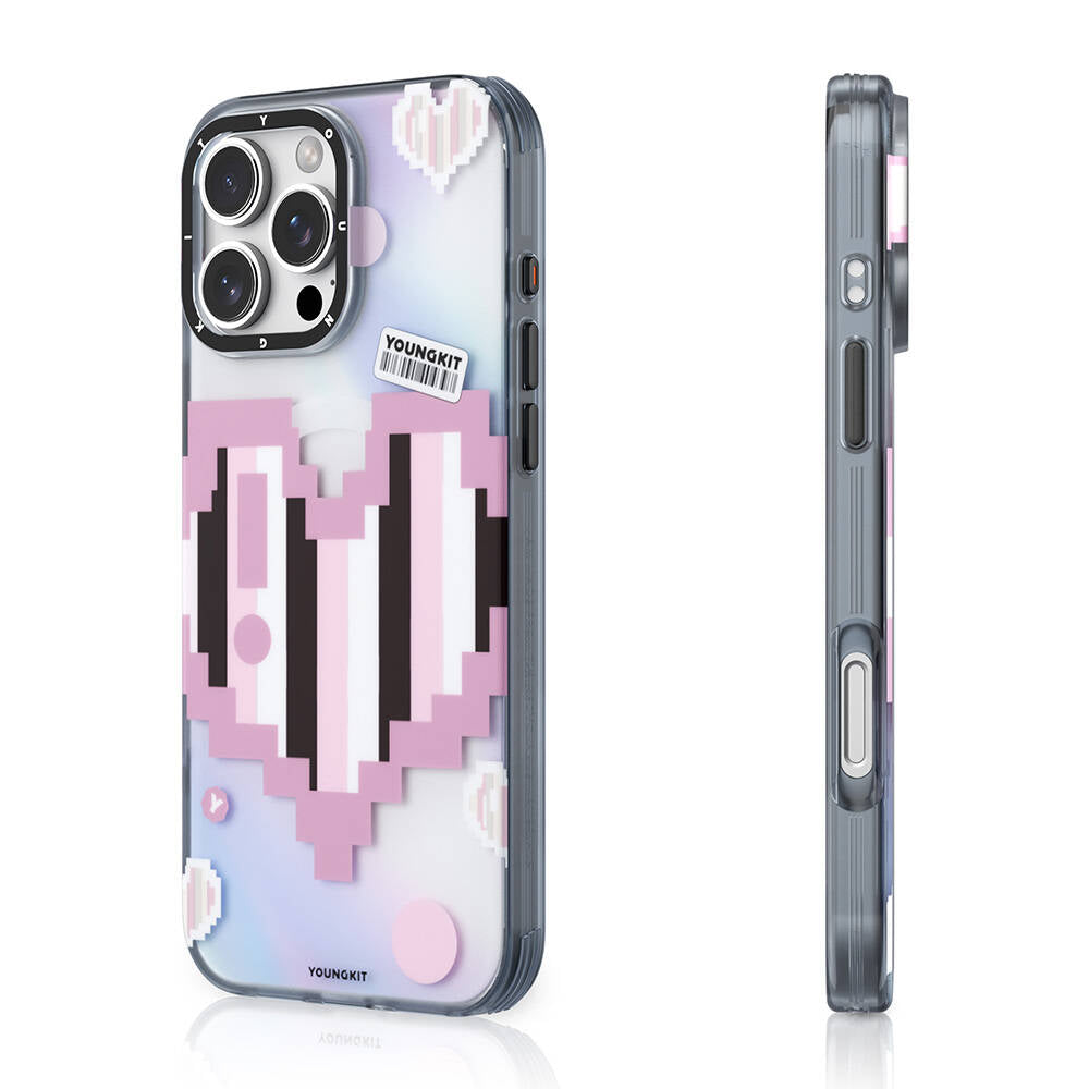 Apple iPhone 16 Pro Max Kılıf M-safe Şarj Özellikli Youngkit Love Serisi Kapak Mor